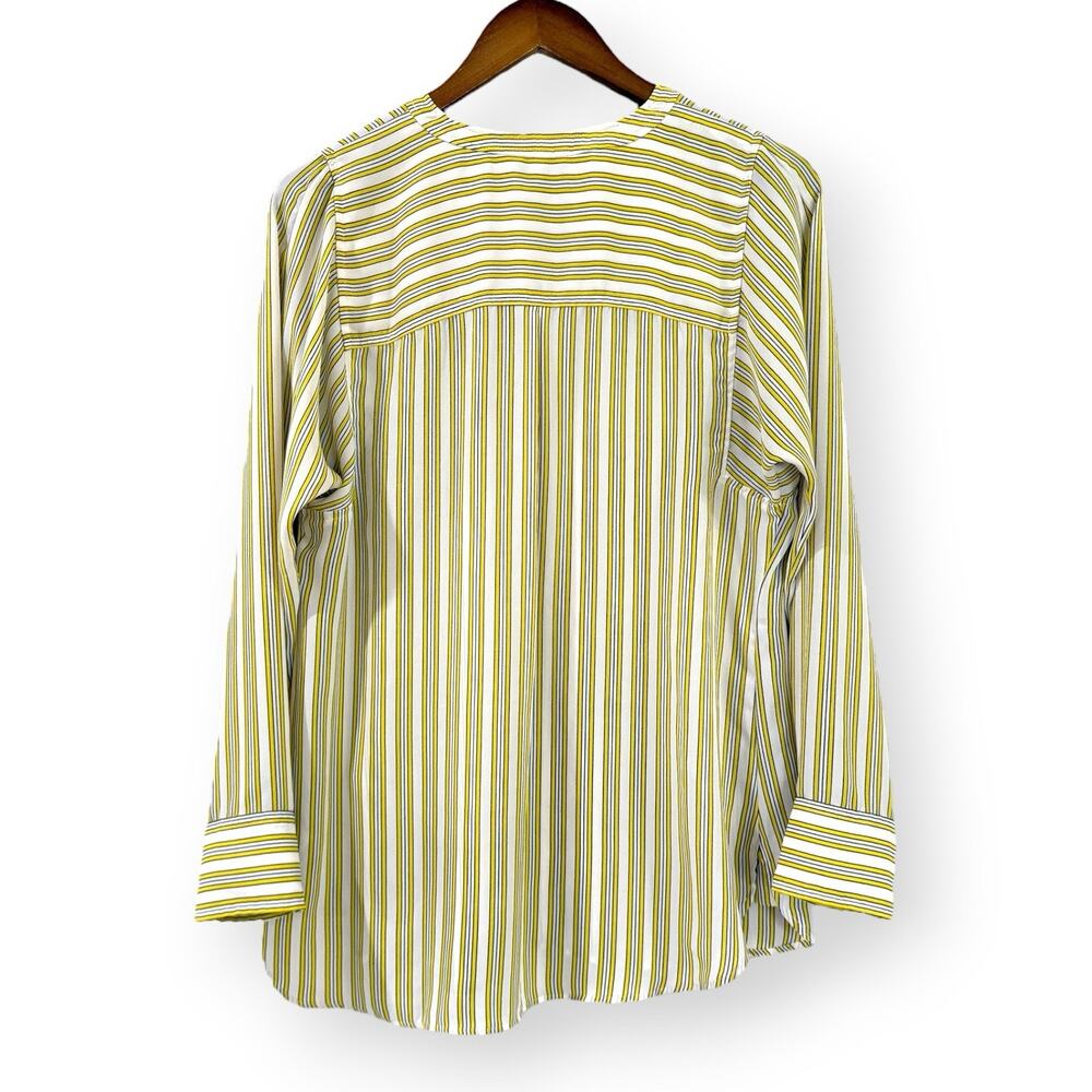 Talbots Yellow White Striped Popover Blouse S Lightweight Long Sleeve Tunic - Picture 6 of 8